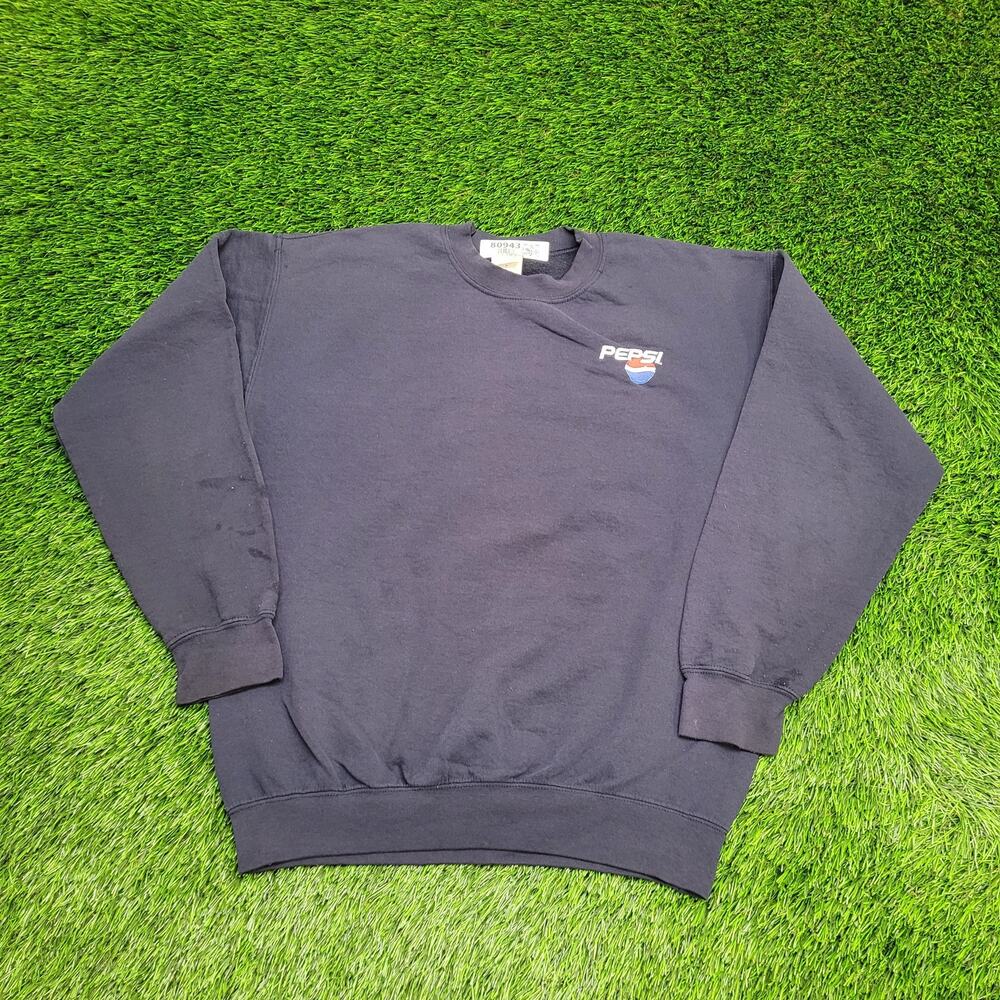 Vintage Pepsi Sweatshirt Medium 22x25 Navy-Blue